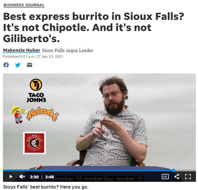 Argus Leader Ranks Local Burritos!
